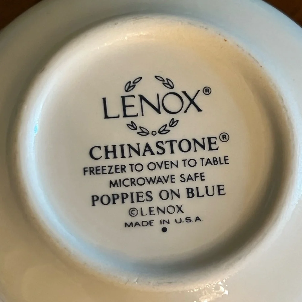 Lenox Poppies on Blue creamer & sugar bowl with lid